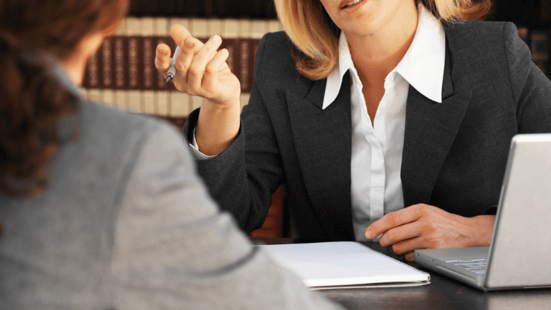 A lawyer having a discussion with a client